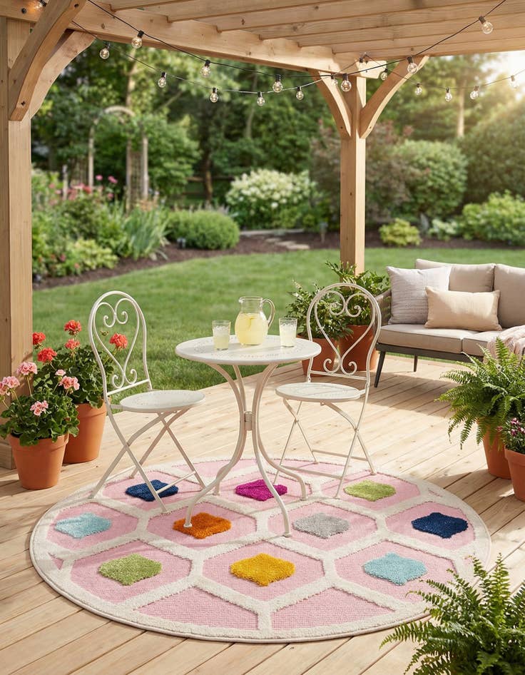 Detail image of 3' 3 x 3' 3  Washable Aruba Indoor / Outdoor Round Rug