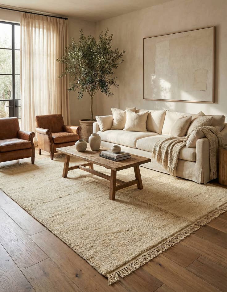 Detail image of 6' 6 x 9' 4  Hand Knotted Moroccan Wool Rug