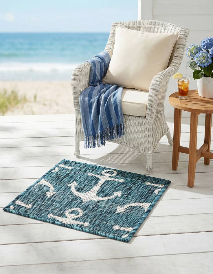 Detail image of 1' 4 x 1' 4  Washable Coastal Indoor / Outdoor Sample Rug