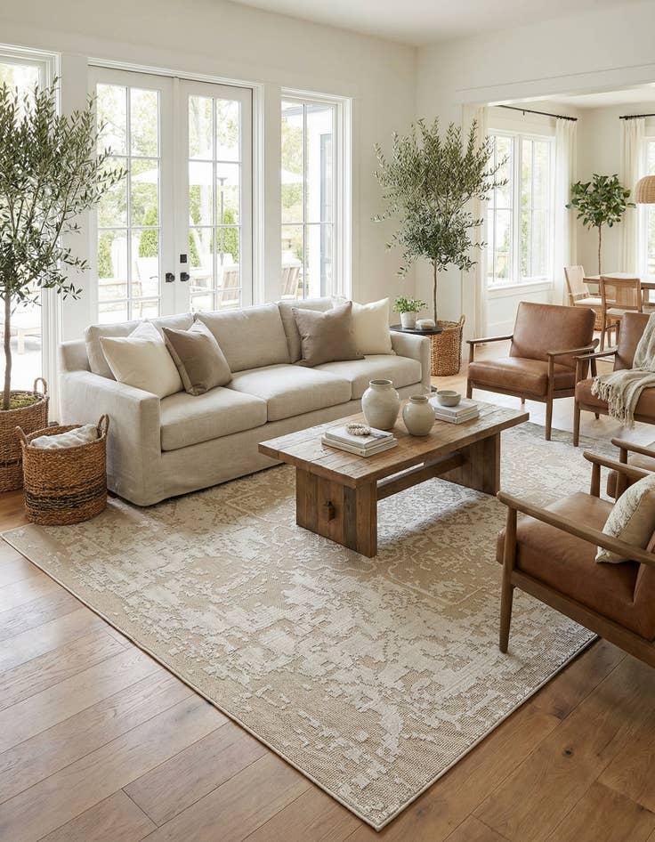 Detail image of  9' x 12'  Washable Traditional Indoor / Outdoor Rug