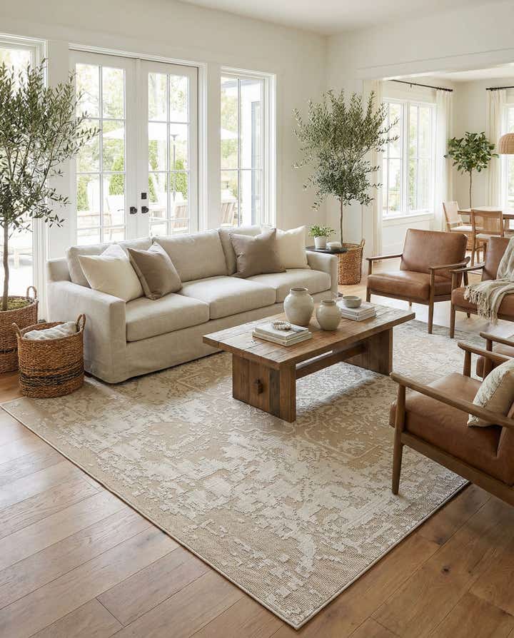 9' x 12' Easy-Clean Traditional Indoor / Outdoor Rug