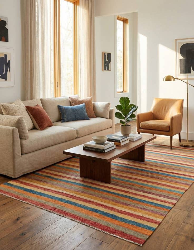 Detail image of 6' 8 x 9' 7  Hand Woven Kilim Modern Wool Rug