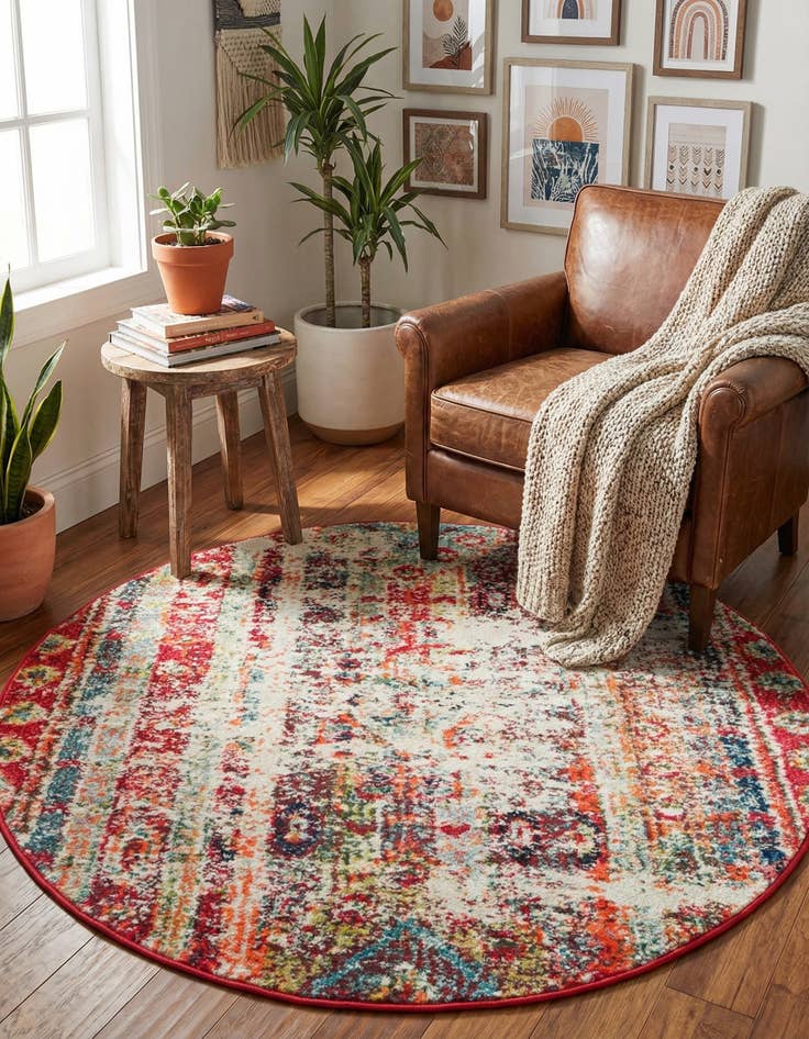 Detail image of  3' 3 x 3' 3  Washable Mesa Round Rug