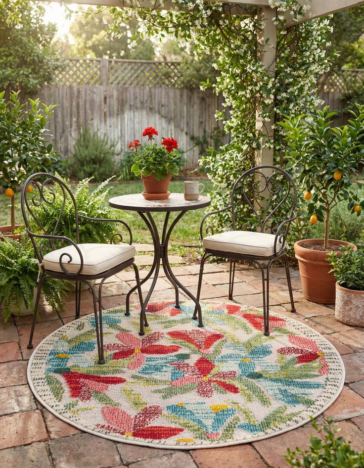 Detail image of 3' x 3'  Washable Casablanca Indoor / Outdoor Round Rug