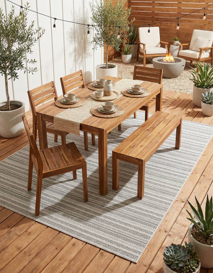 Detail image of 7' x 10'  Washable Striped Indoor / Outdoor Rug