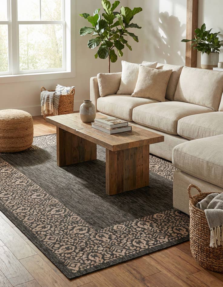 Detail image of 6' x 9'  Washable Border Indoor / Outdoor Rug