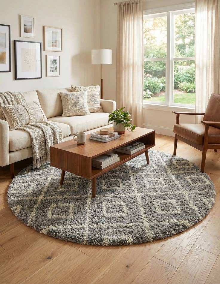 Detail image of  6' x 6' Lattice Shag Round Rug