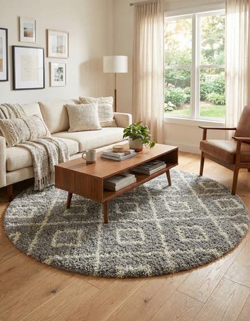 6' x 6' Lattice Shag Round Rug
