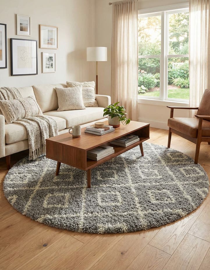 6' x 6' Lattice Shag Round Rug