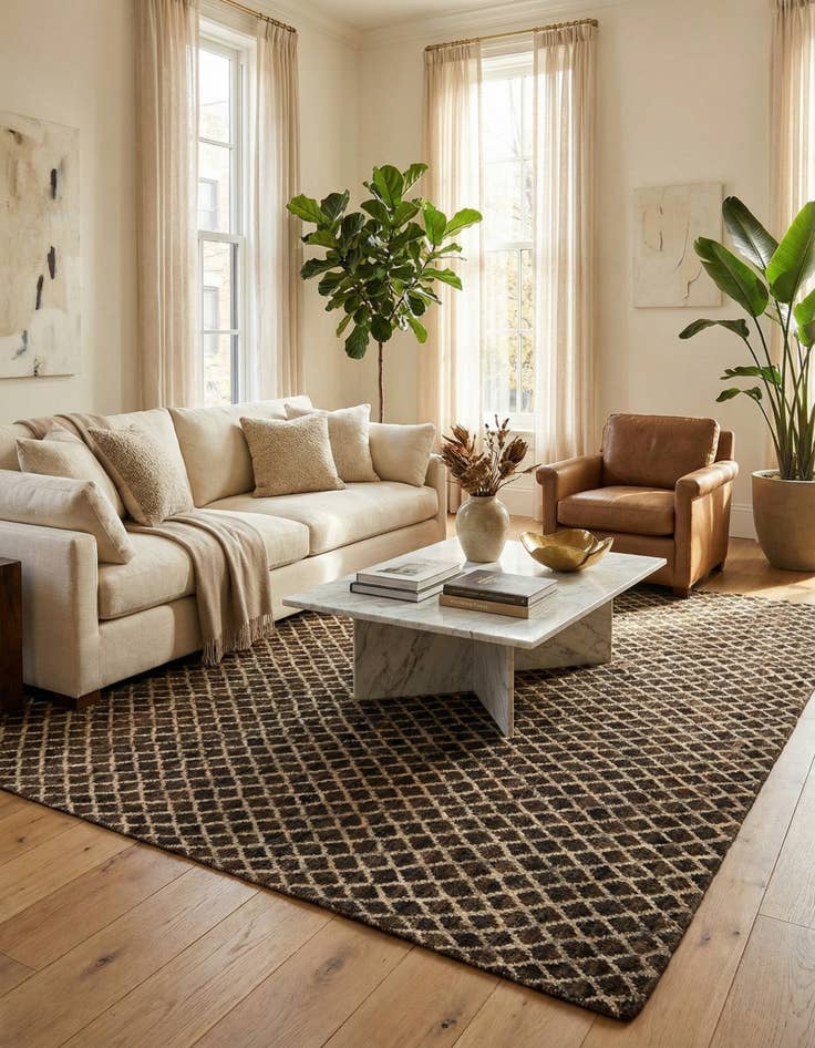 Detail image of 7' 10 x 8' 1  Hand Knotted Moroccan Wool Square Rug