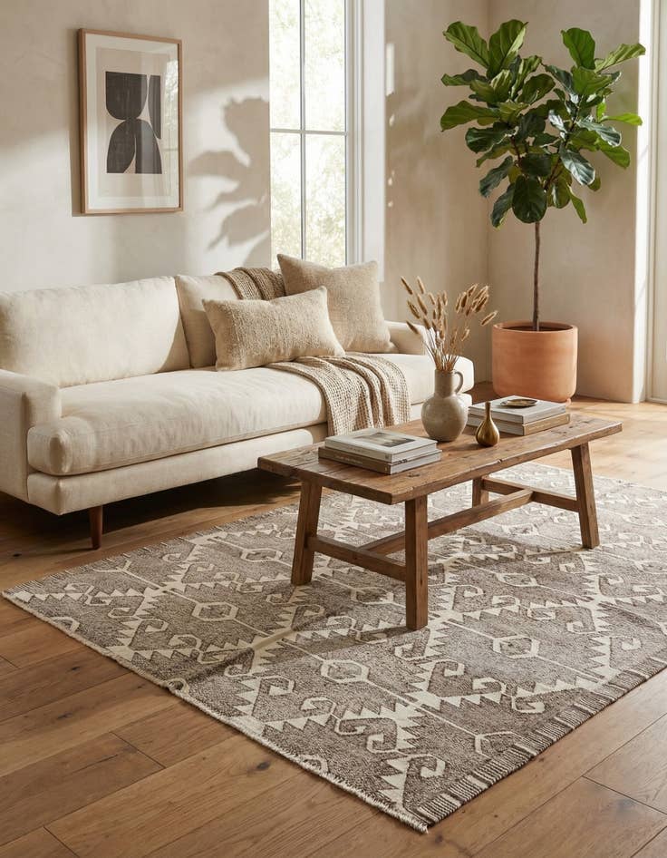 Detail image of 6' 2 x 7' 3  Hand Woven Kilim Modern Wool Square Rug