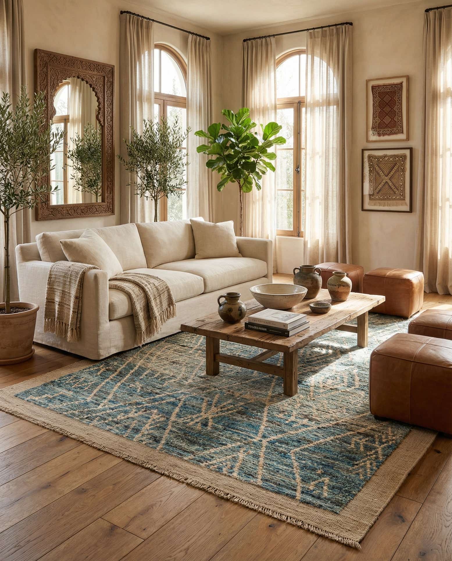 6' x 8' 5 Hand Knotted Moroccan Wool Rug