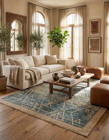 6' x 8' 5 Hand Knotted Moroccan Wool Rug