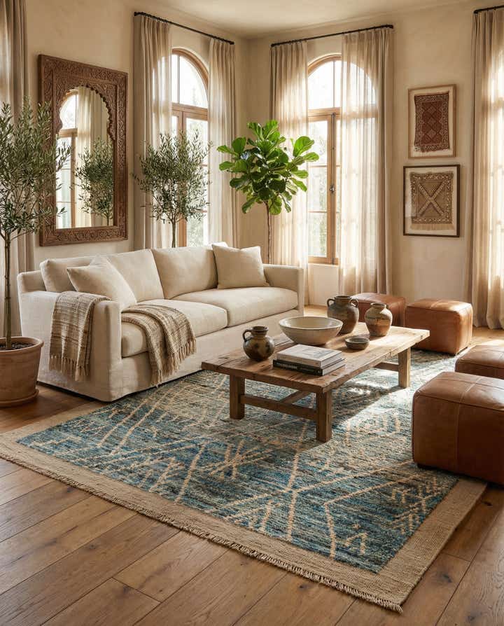 6' x 8' 5 Hand Knotted Moroccan Wool Rug