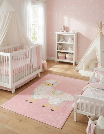 5' 3 x 8' Llama Whimsy Kids Rug