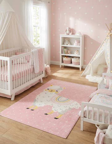 5' 3 x 8' Llama Whimsy Kids Rug