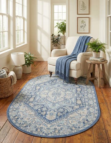 French Blue Whitney Oval Rug