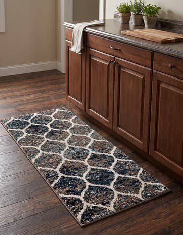 Blue Multi Lattice Frieze Runner Rug