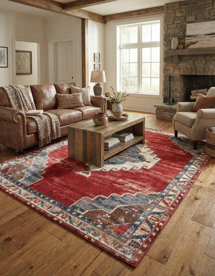 Detail image of 10' x 14'  Washable Traditional Indoor / Outdoor Rug