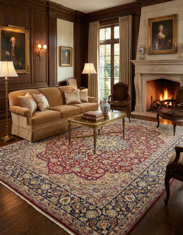 Detail image of 9' 10 x 13' 2  Hand Knotted Najafabad Persian Wool Rug