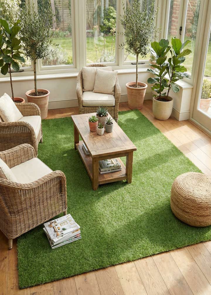 7' 10 x 10' Easy-Clean Grass Indoor / Outdoor Rug