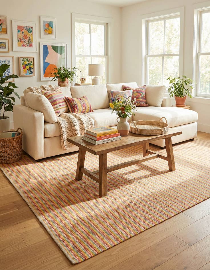 Detail image of 9' x 12'  Hand Woven Happy Rugs Happy Home Wool