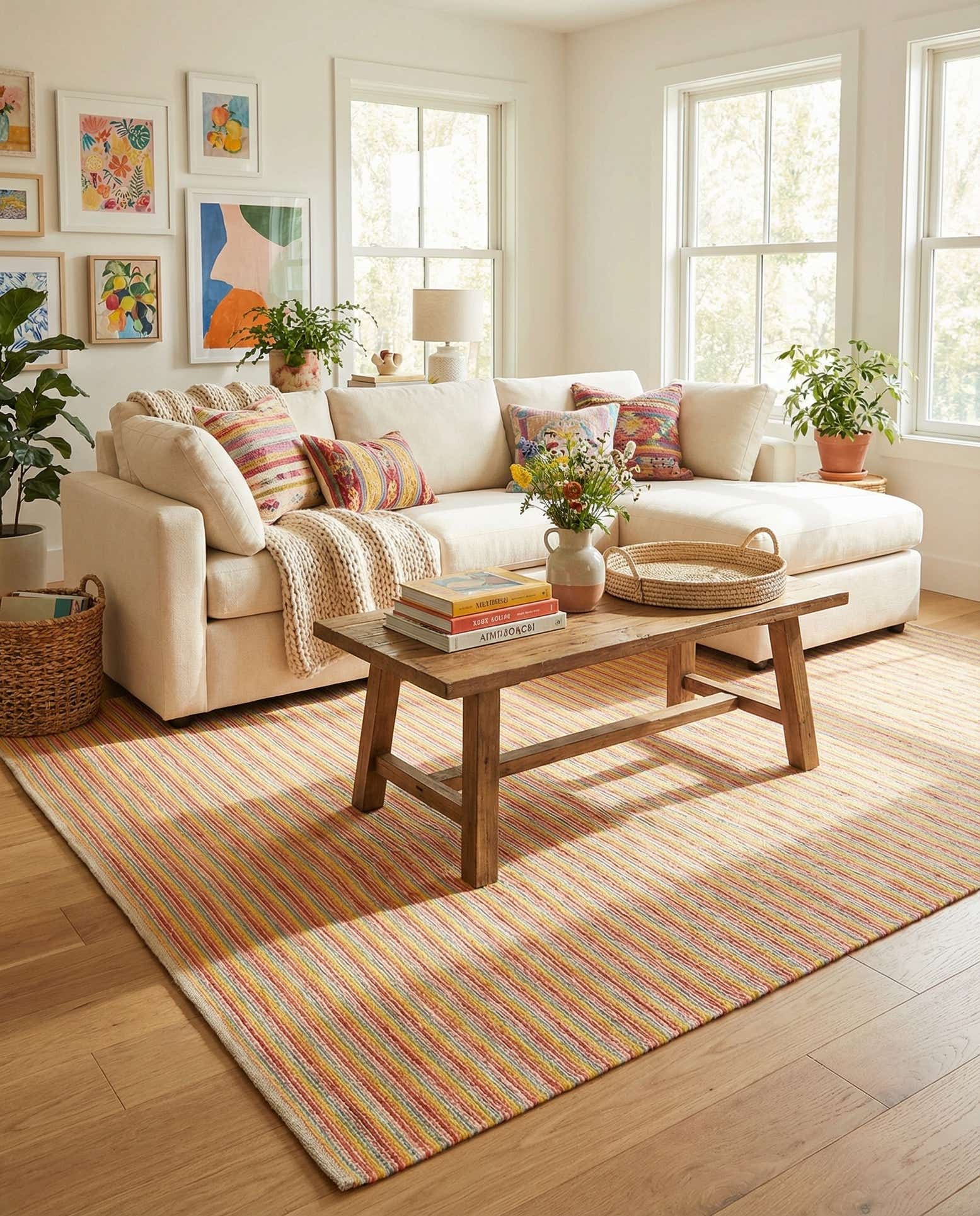 9' x 12' Hand Woven Happy Rugs Happy Home Wool