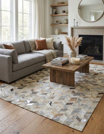 5' 1 x 8' Cowhide Leather Rug