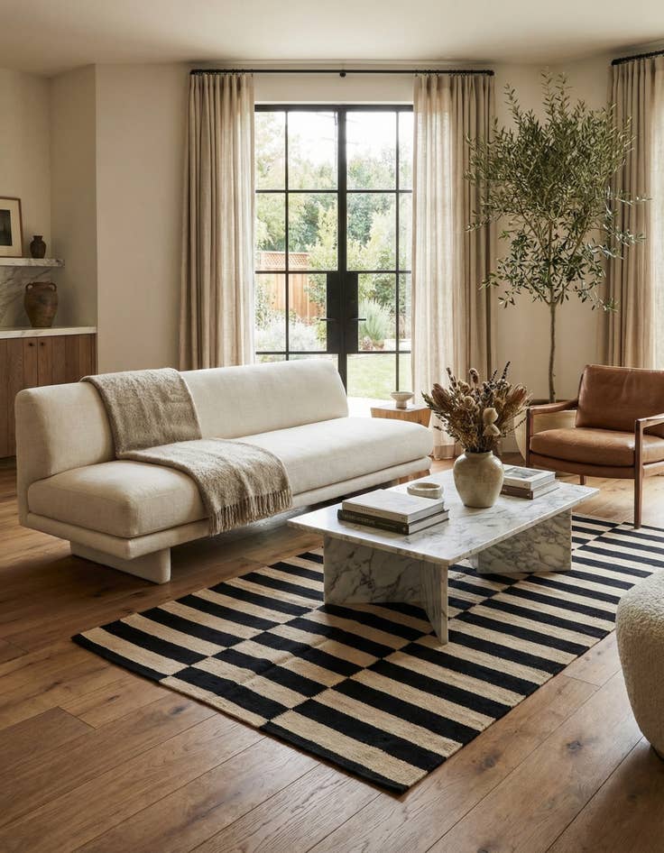 Detail image of 3' 4 x 4' 10  Hand Woven Kilim Modern Wool Rug