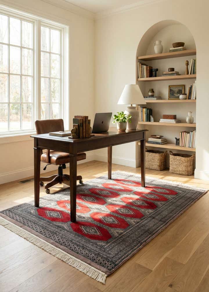 4' 2 x 5' 11 Hand Knotted Bokhara Oriental Wool Rug