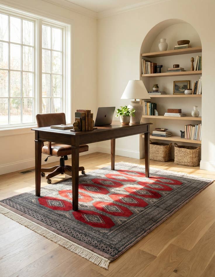 Detail image of 4' 2 x 5' 11 Hand Knotted Bokhara Oriental Wool Rug