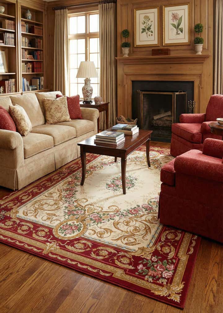 6' x 9' Easy-Clean Traditional Indoor / Outdoor Rug
