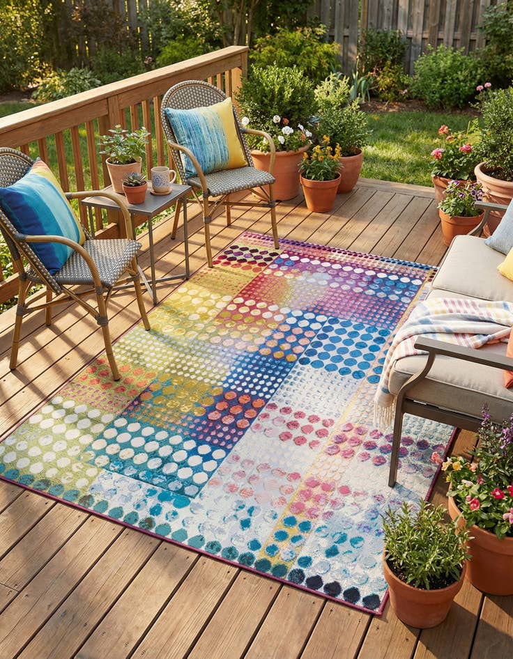Detail image of 5' x 7'  Washable Modern Indoor / Outdoor Rug