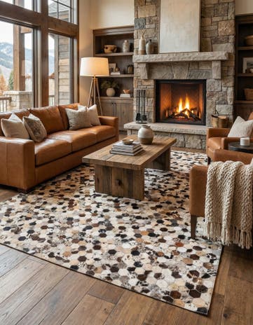 5' x 8' Cowhide Leather Rug