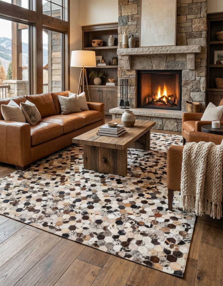 Detail image of 5' x 8' Cowhide Leather Rug