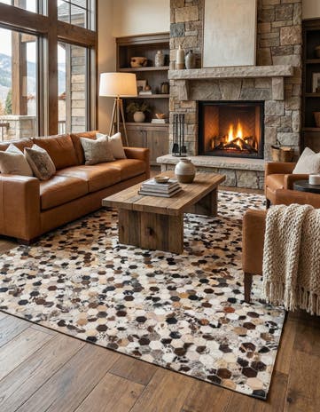 5' x 8' Cowhide Leather Rug