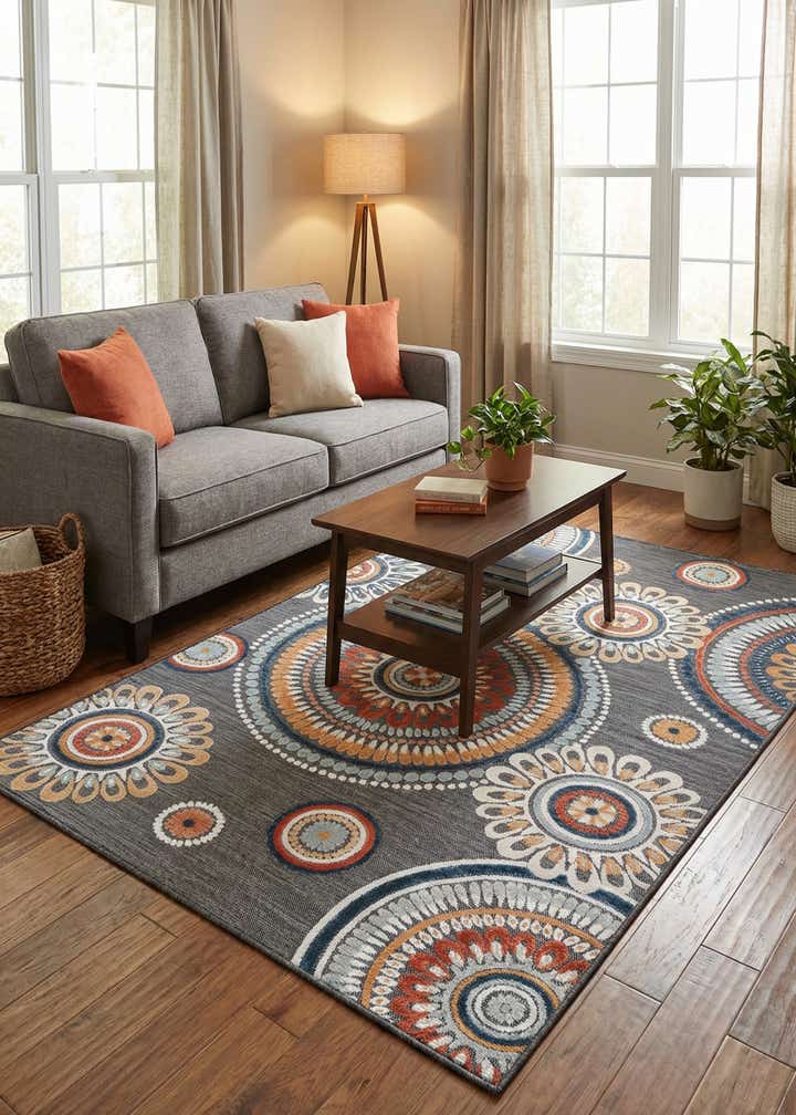 5' 2 x 8' Easy-Clean Botanical Indoor / Outdoor Rug