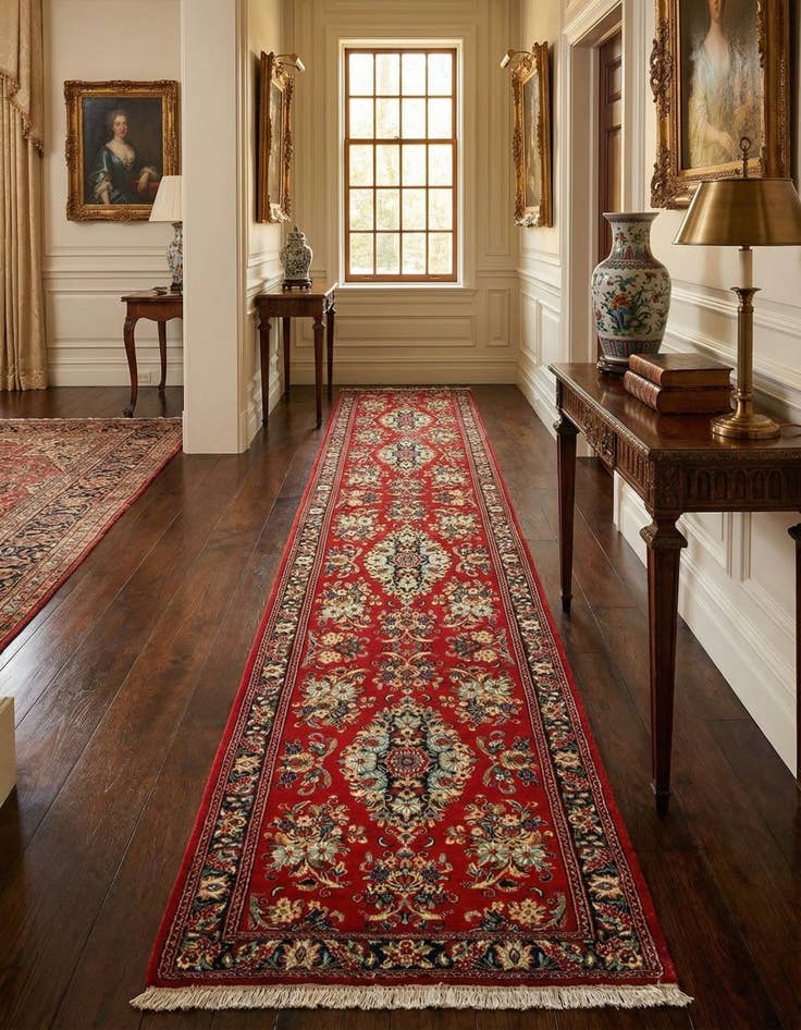 Detail image of 2' 8 x 12' 10  Hand Knotted Qom Persian Runner Rug