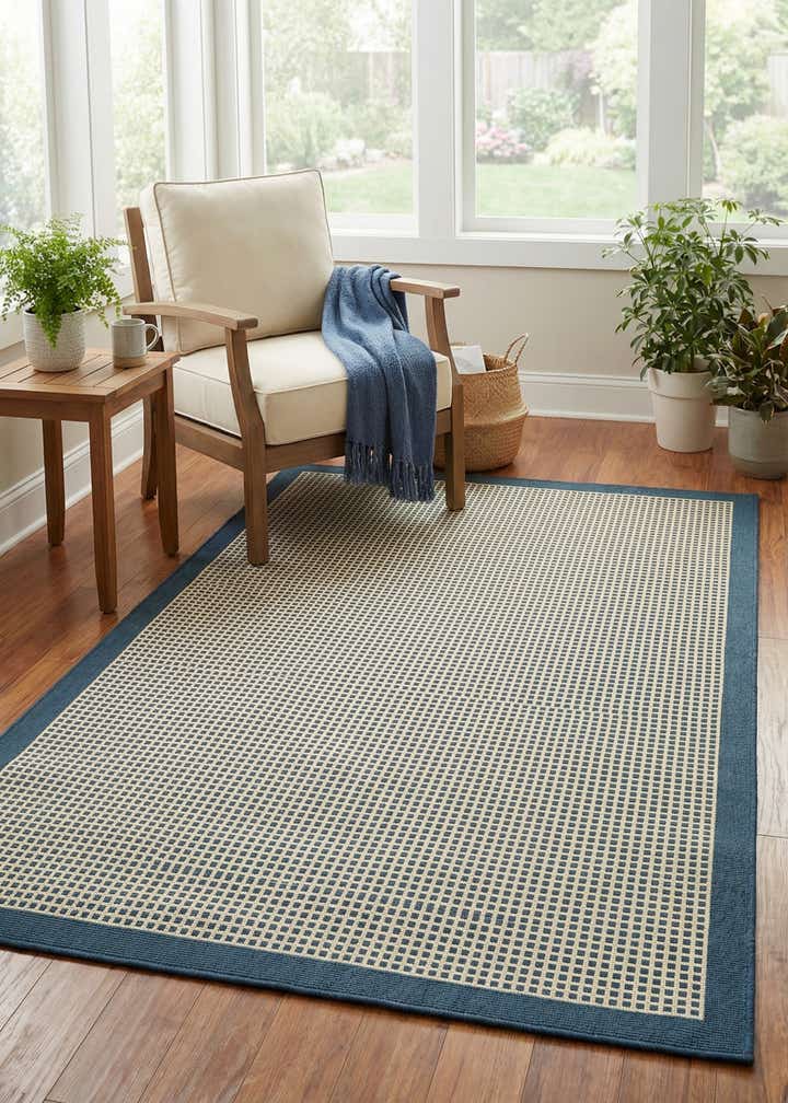 5' x 7' Easy-Clean Border Indoor / Outdoor Rug