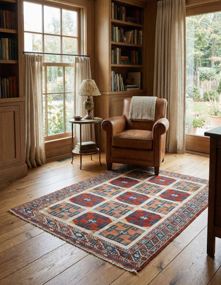 Detail image of 3' 8 x 5' 1 Hand Knotted Heriz Wool Rug