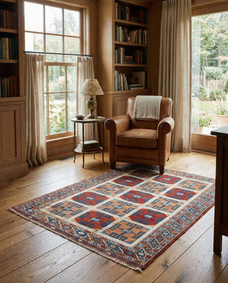 Detail image of 3' 8 x 5' 1 Hand Knotted Heriz Wool Rug