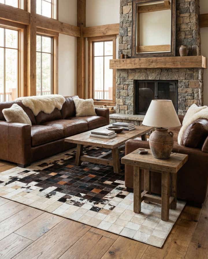 4' 11 x 7' 10 Cowhide Stocks Rug