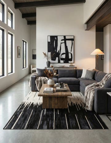 6' 1 x 9' Cowhide Leather Rug