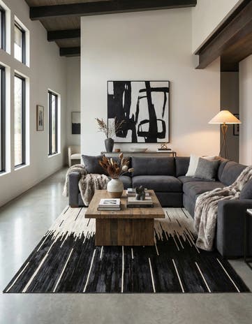 6' 1 x 9' Cowhide Leather Rug