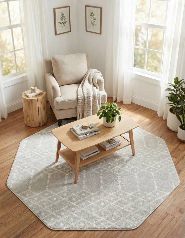 Detail image of  5' 3 x 5' 3 Paxon Trellis Octagon Rug