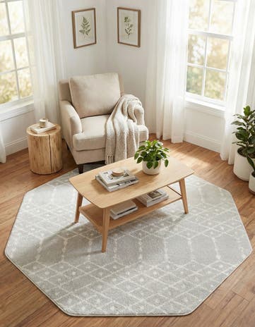 Light Gray Paxon Trellis Octagon Rug