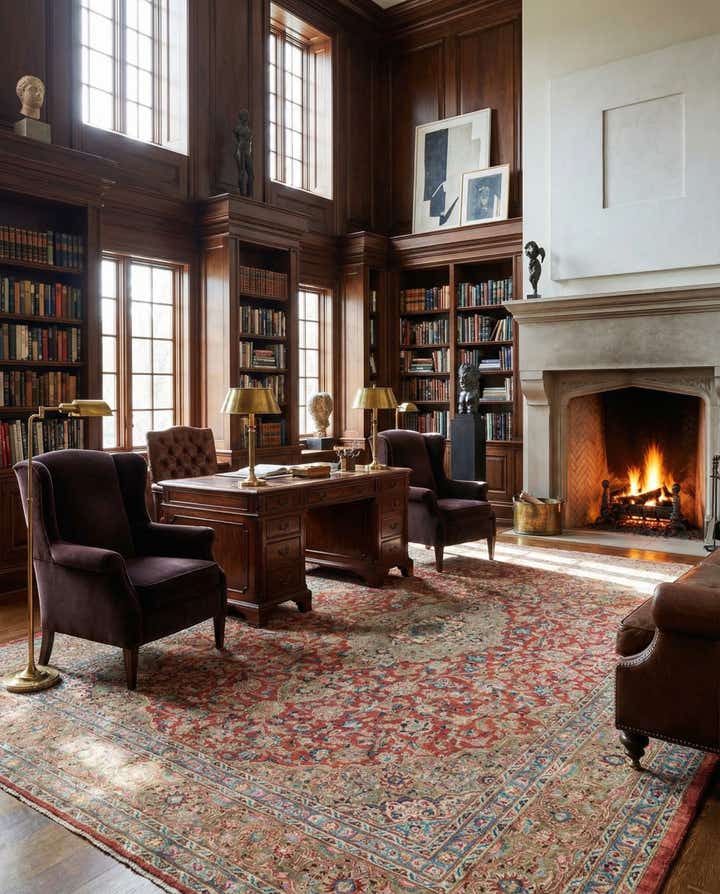 9' 8 x 13' Hand Knotted Mashad Persian Wool Rug