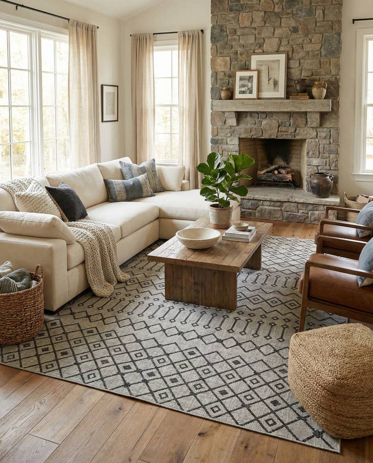 Detail image of 10' x 13' Easy-Clean Lattice Indoor / Outdoor Rug