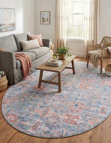 7' 7 x 10' 6 Washable Timeless Oval Rug