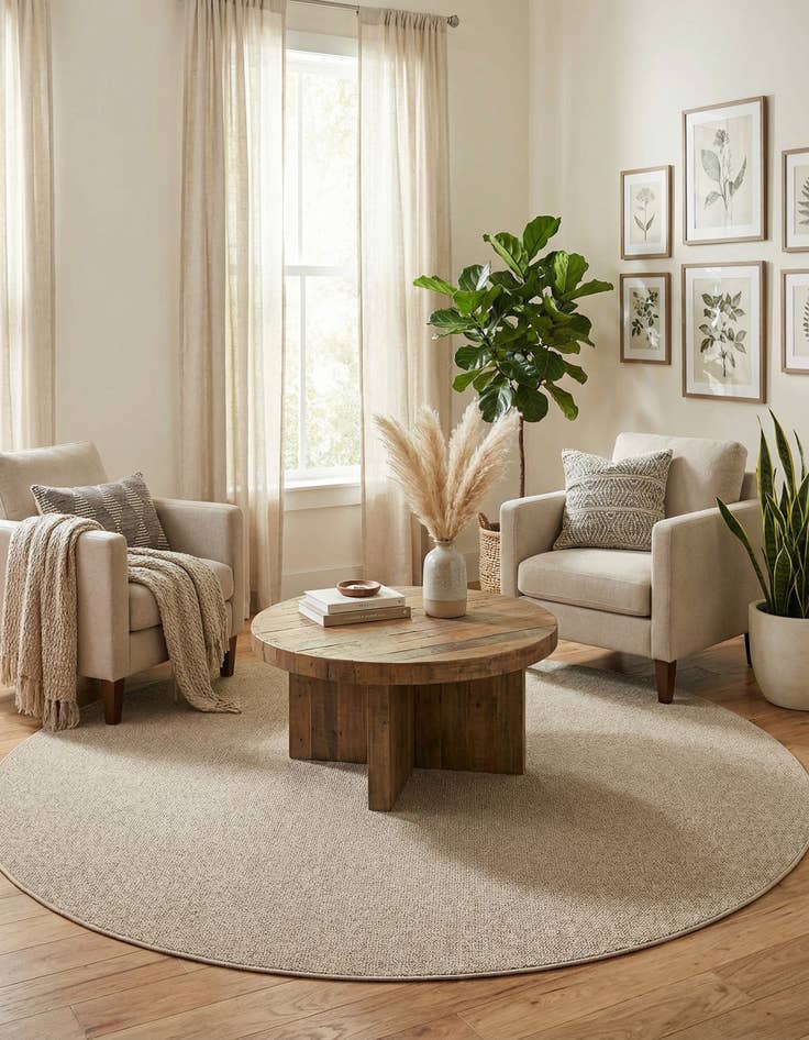 Detail image of  7' 10 x 7' 10  Washable Solid Indoor / Outdoor Round Rug